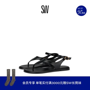 【春夏新品】SW MARLEY SANDAL 简约交叉系带平底金属搭扣凉鞋女