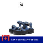 女 BUCKLE NOHO 珍珠装 PEARL 夏季 厚底运动凉鞋 SANDAL 饰凉鞋