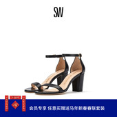 女 凉鞋 NEARLYNUDE 通勤一字带搭扣圆头高跟露趾时尚