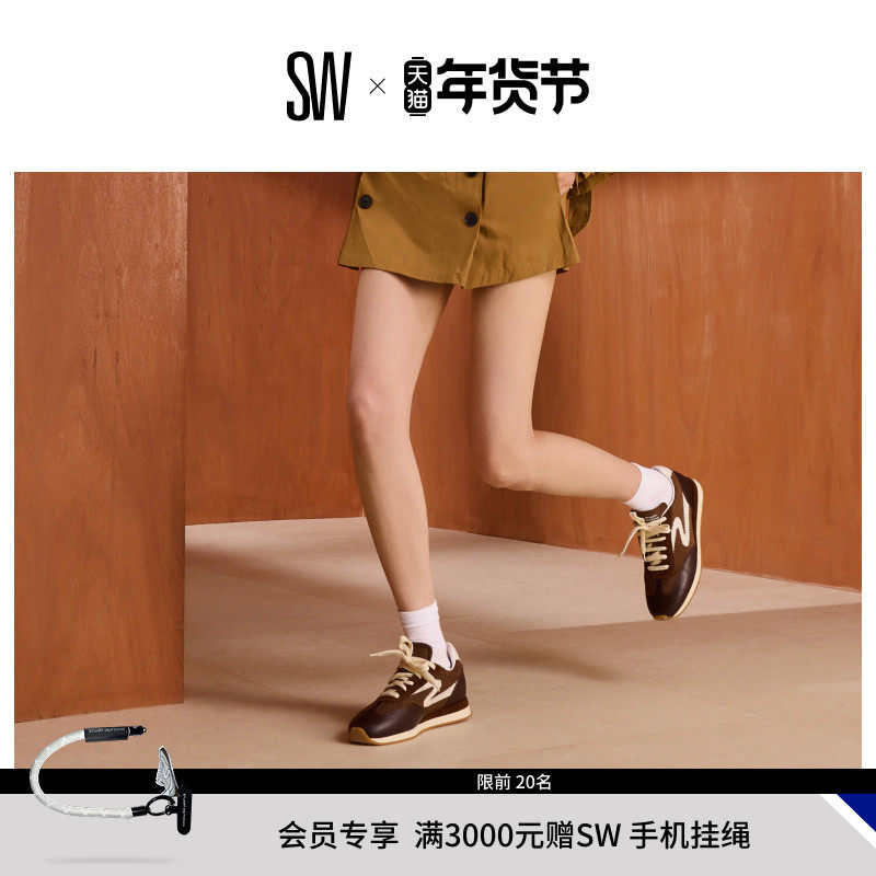 【秋冬新品】SW RUNAROUND RUNNER 系带圆头拼接休闲运动鞋单鞋女,女鞋,时尚休闲鞋,淘宝优惠券,粉丝福利购,淘宝优惠卷