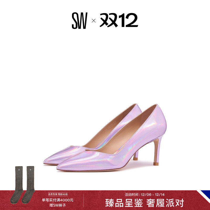 SW夏季细跟高跟鞋尖头浅口单鞋