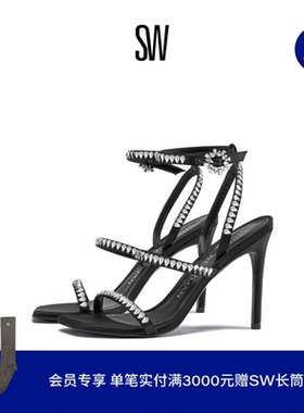 SW GEMCUT 100 STRAPPY SANDAL 水晶细高跟罗马凉鞋一字带凉鞋女
