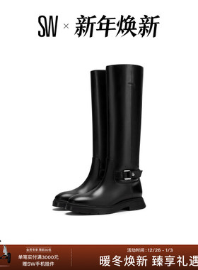 SW MCKENZEE MOTO BOOT 圆头厚底扣带机车风骑士靴长筒靴女