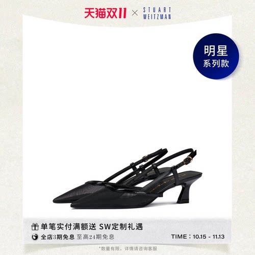 SW尖头小猫跟金属扣高跟鞋女
