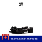 LOVEKNOT 春夏粗高跟凉鞋 BLOCK SLIDE 女蝴蝶结外穿拖鞋