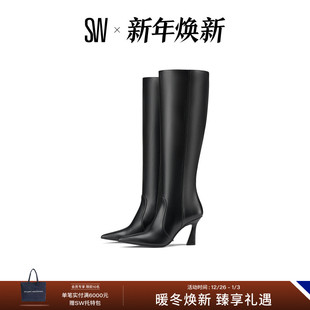 VINNIE ZIP BOOT 尖头马蹄跟拉链细高跟长靴女 早春新品