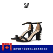 春夏女磨砂皮一字带凉鞋 Stuart NEARLYNUDE PEARLS Weitzman