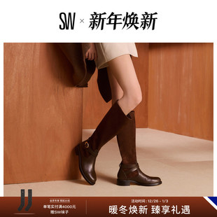 秋冬新品 BOOT RIDING 金属扣方跟拼接长筒靴女 BENNI