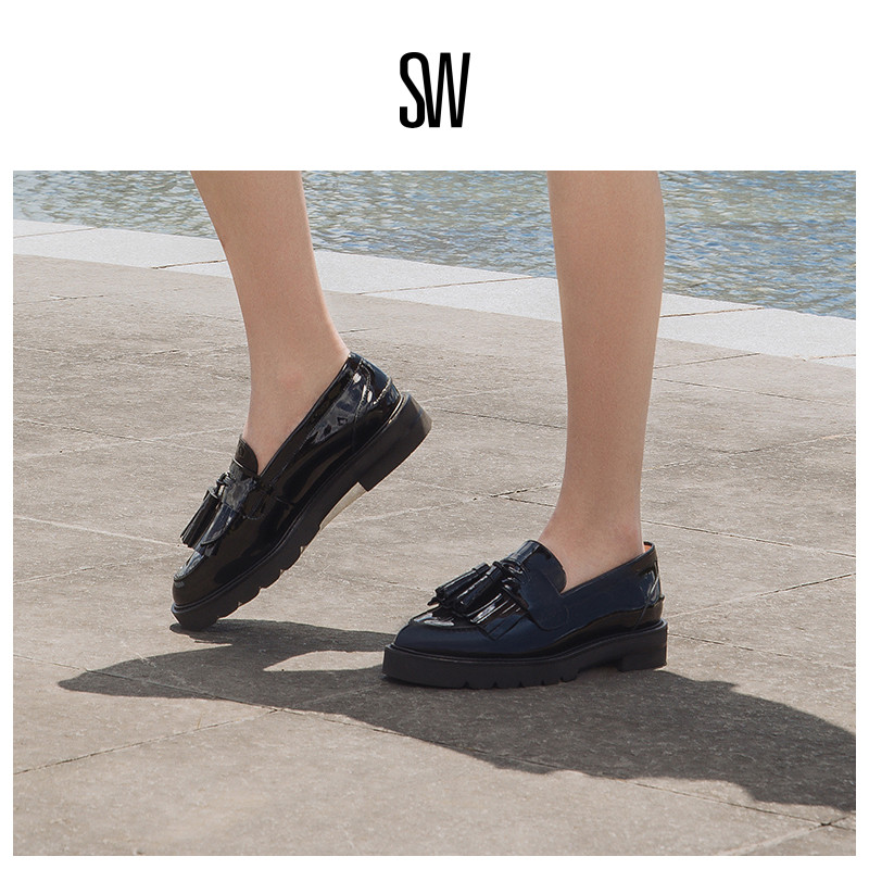 SW早春一脚蹬流苏厚底乐福鞋女