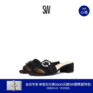 【限时礼遇】SW GATSBY BLOCK SLIDE 35 方跟搭扣拖鞋女