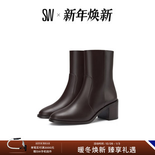 Weitzman BOOTIE ZIP 秋冬粗高跟圆头短筒靴女靴 ESME Stuart