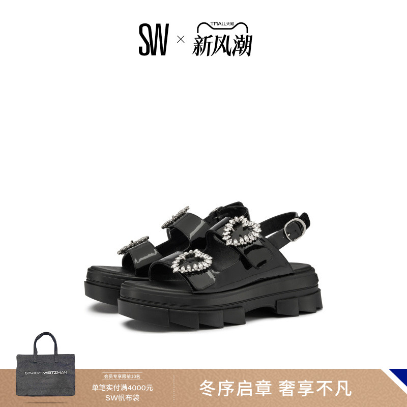 SW2024夏季新款爱心水晶厚底凉鞋