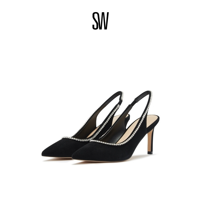 SW夏季细跟高跟鞋露跟单鞋