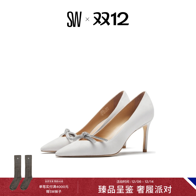 SW BOW 85 PUMP 蝴蝶结尖头细高跟单鞋高跟鞋女