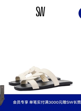 Stuart Weitzman/SW IBIZA SLIDE 交叉绑带休闲平底凉拖外穿拖鞋