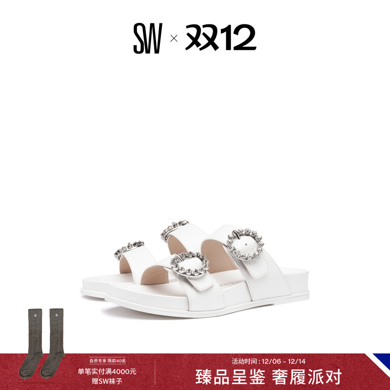 SW水晶扣带厚底凉拖女