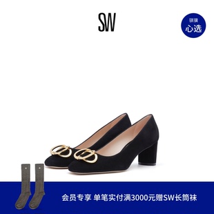 ANICIA Weitzman 女 春夏粗跟金属扣通勤高跟鞋 单鞋 Stuart