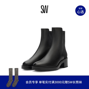 KAIA BOOTIE 粗方跟圆头切尔西靴烟筒靴套筒短靴女 5050