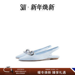 BLINGRING 平底单鞋 SLINGBACK 春夏水晶尖头露跟芭蕾舞鞋 FLAT