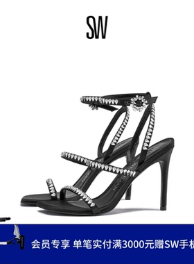SW GEMCUT 100 STRAPPY SANDAL 水晶细高跟罗马凉鞋一字带凉鞋女
