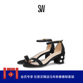 Weitzman 高跟鞋 SIMPLE 夏季 Stuart 饰一字带凉鞋 PEARLS 珍珠装 女