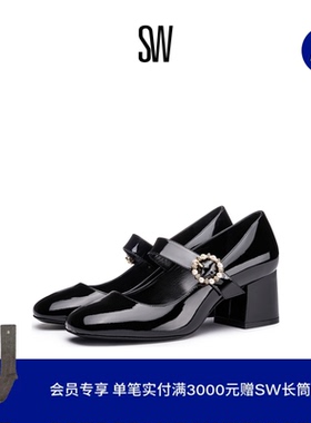 SW STUART PEARL BUCKLE 60 PUMP 优雅玛丽珍高跟鞋单鞋女