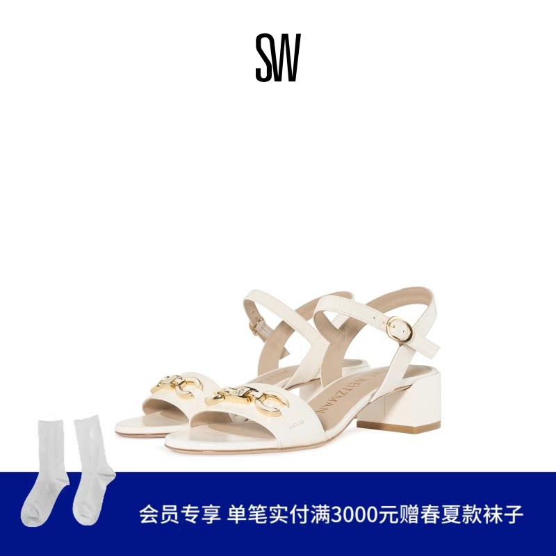 Stuart Weitzman/SW SIGNATURE 35 SANDAL 马衔扣一字粗跟凉鞋女