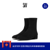 秋冬经典 ODETTA 粗方跟短靴女靴子圆头瘦瘦靴