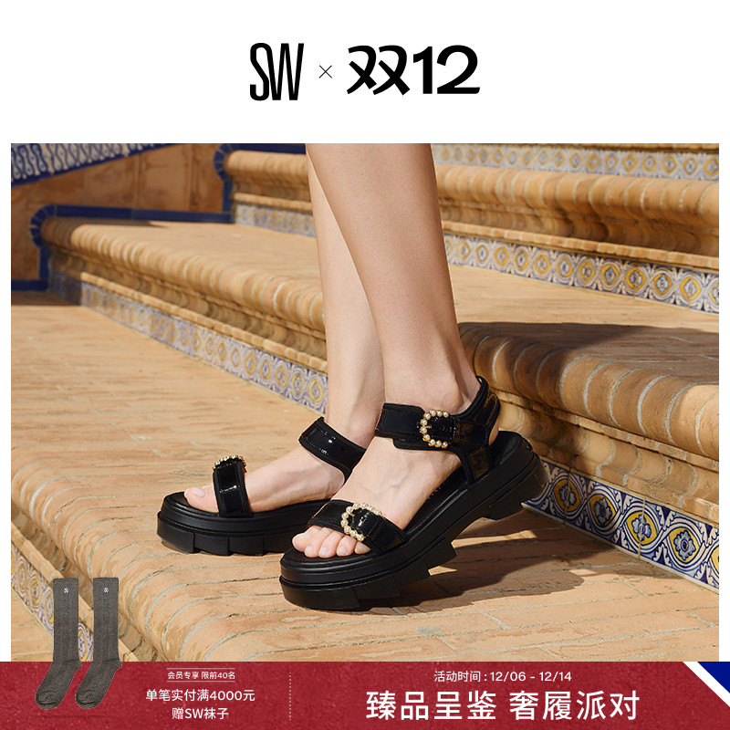 StuartWeitzman珍珠厚底凉鞋