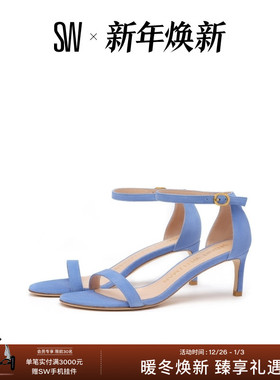 SW NUNAKEDSTRAIGHT 60 细高跟一字带露趾圆头凉鞋女款夏季