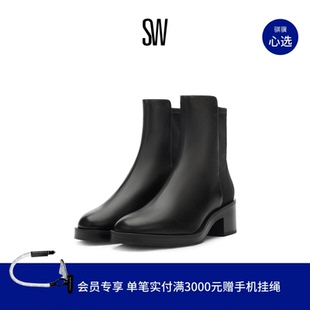 BOOTIE KAIA 粗方跟圆头切尔西靴烟筒靴套筒短靴女 5050