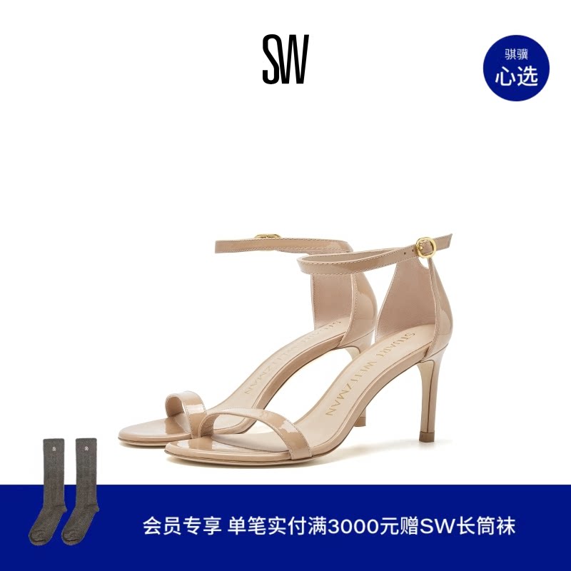 SW NUNAKEDSTRAIGHT 春夏经典款一字带高跟凉鞋女仙女风