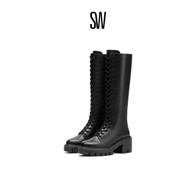 SW秋季新款厚底细高跟长筒靴女