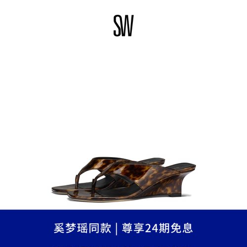 SW春夏露趾坡方头跟鞋女