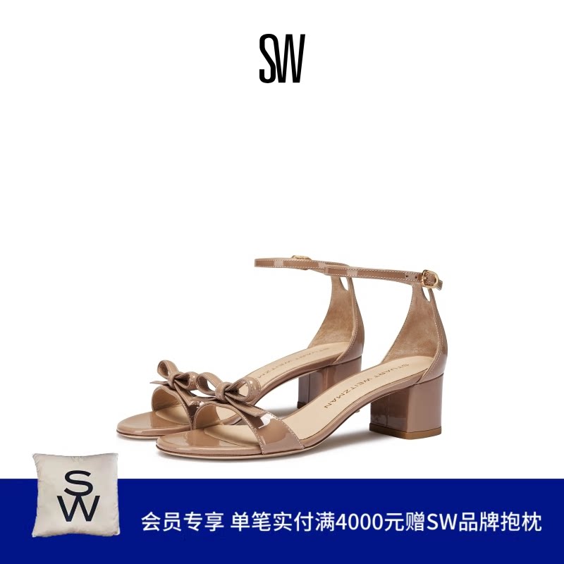 SW NUDIST FELICITY 蝴蝶结圆头方跟一字带凉鞋女