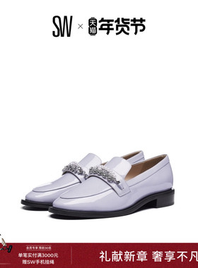 SW PEARLDROP LOAFER 夏季方跟珍珠装饰乐福鞋一脚蹬小皮鞋女