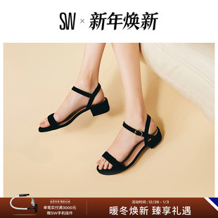 BLOCK SANDAL 夏季 金属搭扣后空粗方跟一字带凉鞋 DANCER