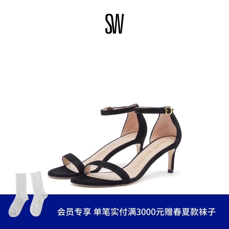 SW NUNAKEDSTRAIGHT 60 春夏经典细高跟凉鞋女仙女风一字带凉鞋