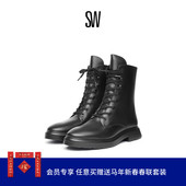 Weitzman MCKENZEE Stuart 秋冬机车马丁靴粗跟短靴女齿轮鞋