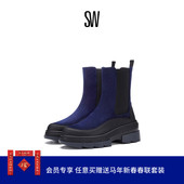 厚底切尔西靴女圆头粗跟短靴烟筒靴 BOOTIE NOHO CHELSEA