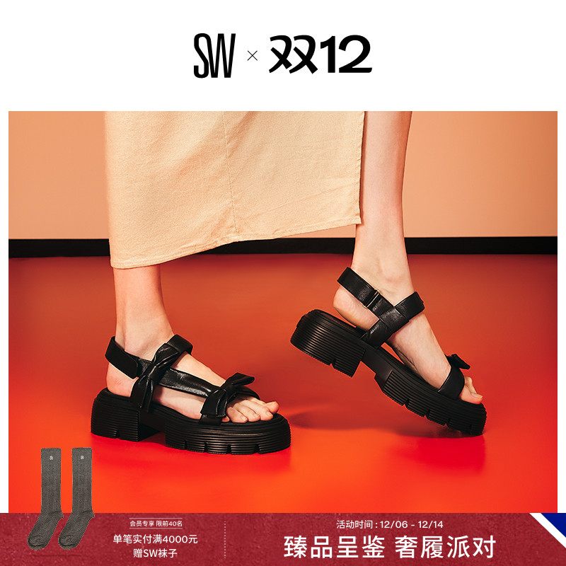 SW蝴蝶结厚底休闲运动风凉鞋女款