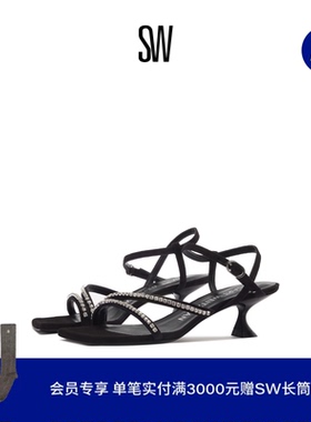 SW OASIS 50 CRYSTAL SANDAL 夏季水晶系带方头雕塑跟凉鞋女