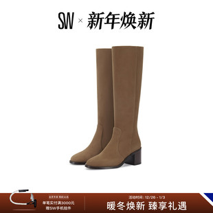 BOOT ZIP 圆头侧拉链粗高跟套筒及膝靴长筒靴女骑士靴 ESME