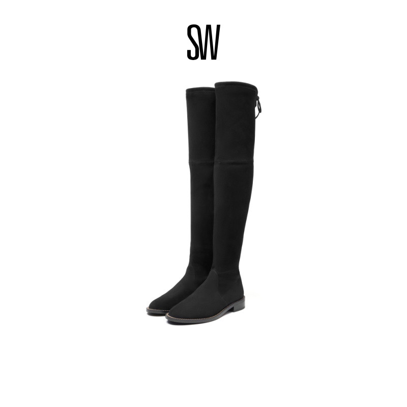 SW秋冬圆头方跟弹力过膝瘦瘦靴