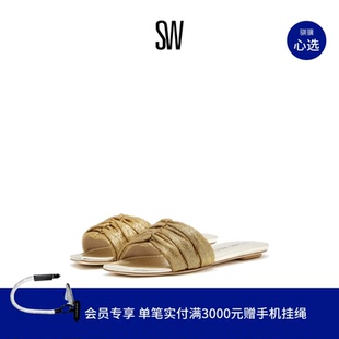 平底一字拖方头外穿纯色日常拖鞋 夏季 SLIDE 女夏 RUCHE