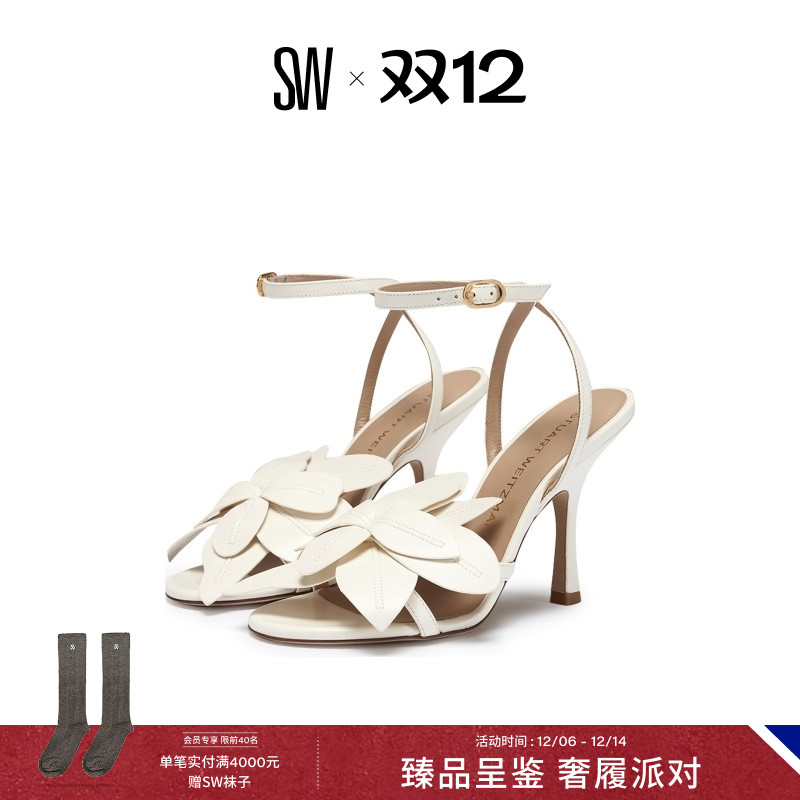 【夏季新品】SW PARADISE 100 夏季优雅花卉超高跟细跟系带凉鞋女