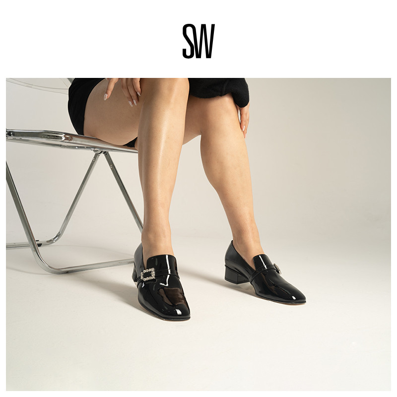 SW早春水晶方扣乐福鞋