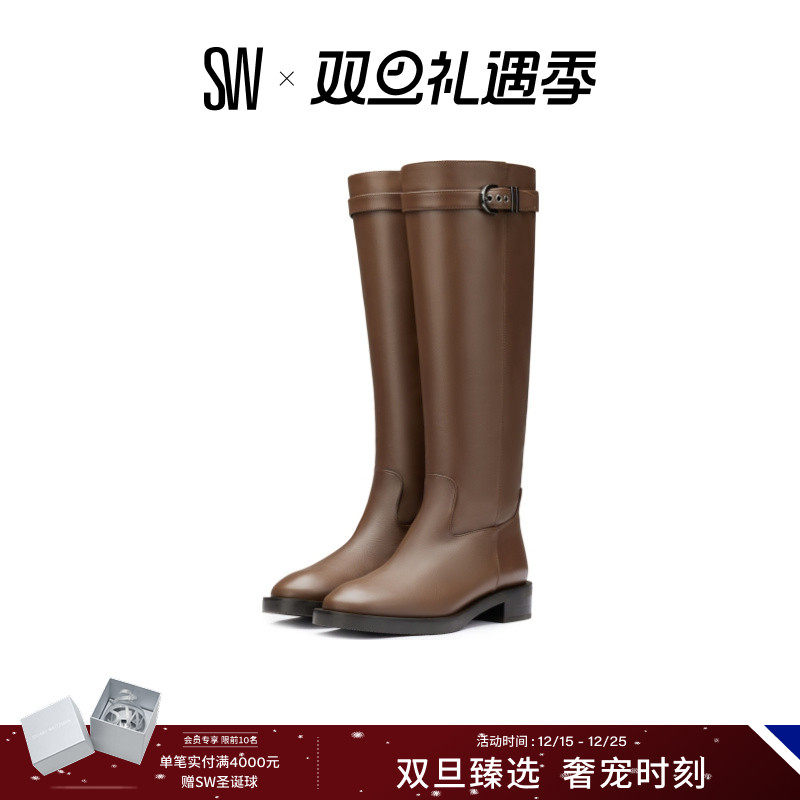 SW秋冬新款机车风及膝骑士靴