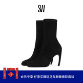 LUXECURVE 100 STRETCH BOOTIE 弧形跟细高跟短靴弹力袜靴女