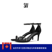 NUDISTCURVE SANDAL GLAM 方头细跟水晶一字带凉鞋 女夏